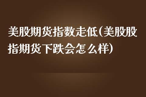 美股期货指数走低(美股股指期货下跌会怎么样)_https://hz1.wpmee.com_期货文章_第1张